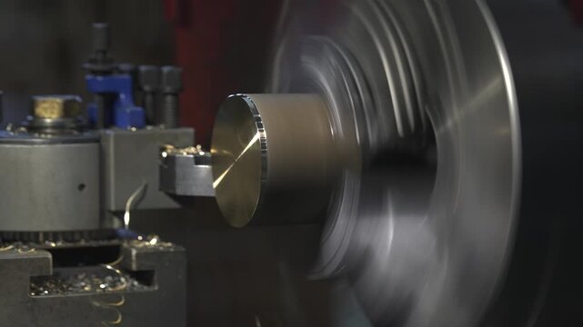 the process of manufacturing a metal part from a brass blank on a CNC lathe using drills and cutting tools