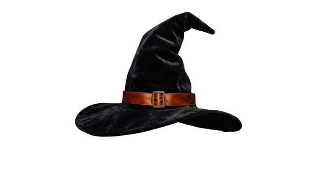 Classic Black Witch Hat Isolated on Transparent Background