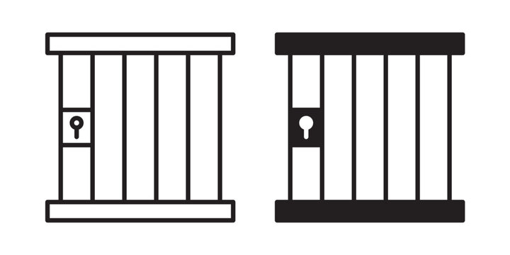 Prison icon flat outline in black