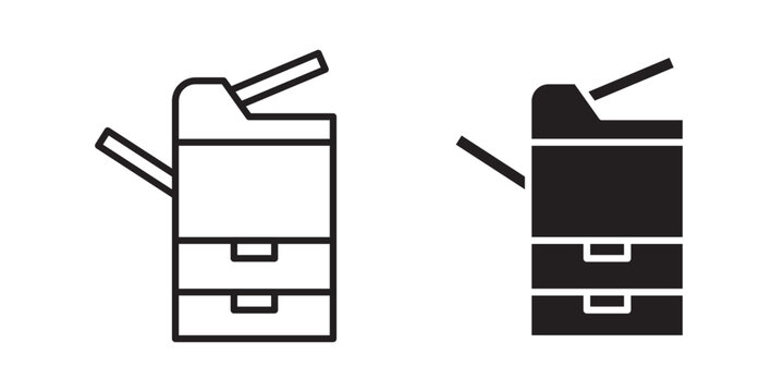 Copier icon flat outline in black