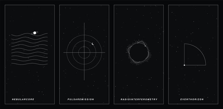 Minimalist Celestial Wave and Orbit Line Art
