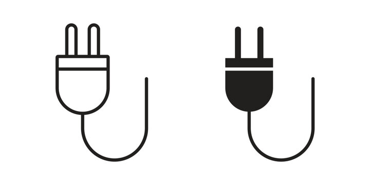 Plug icon flat outline in black