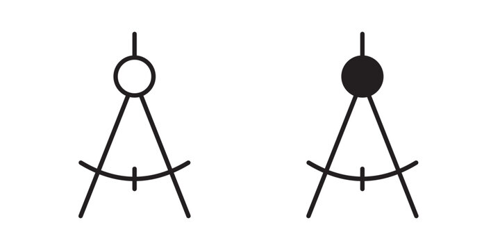 Drafting compass icon flat outline in black