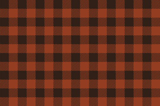 Earthy deep brown buffalo plaid check pattern background. Autumn lumberjack plaid repeating pattern for winter upholstery and flannel shirt