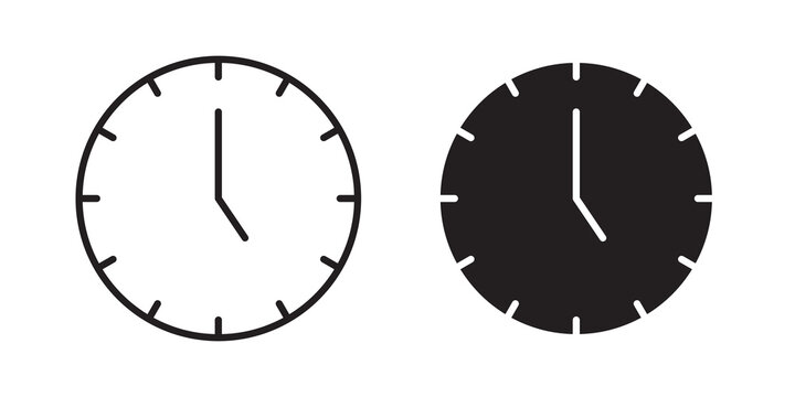Clock-five icon flat outline in black