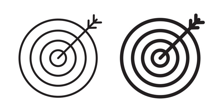Bullseye icon flat outline in black