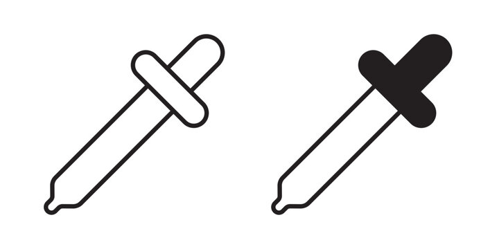 Eye dropper icon flat outline in black