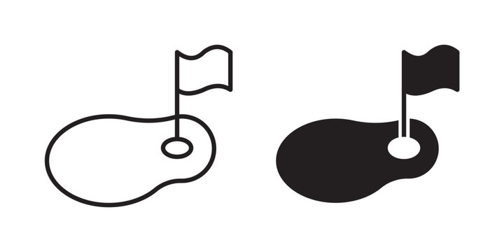 Golf yard icon flat outline in black