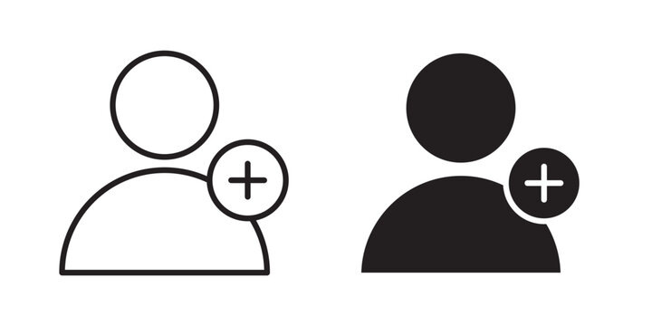 User add icon flat outline in black