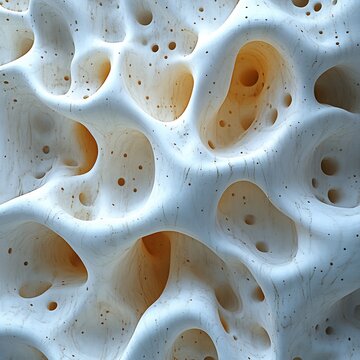 Cellular organic architecture featuring large white voids and soft orange interior lighting