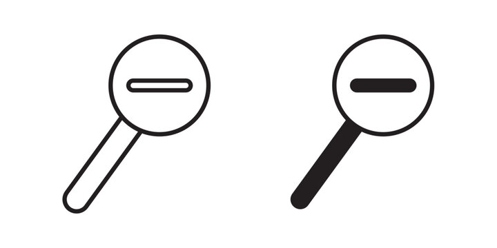 Zoom out icon flat outline in black