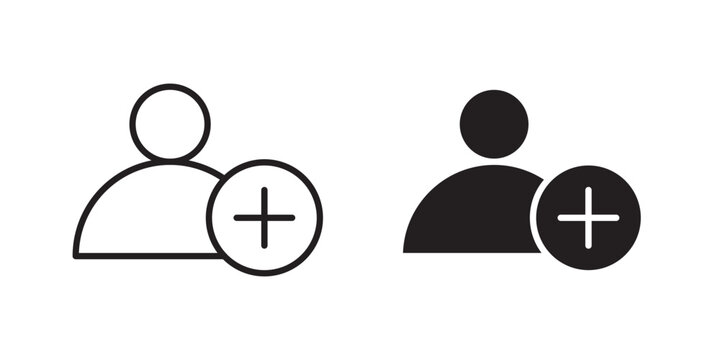 User add icon flat outline in black