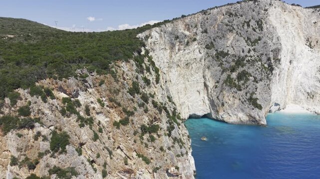 Cape Lefkatas, Lefkada, Greece, aerial drone view, Doukato, lighthouse