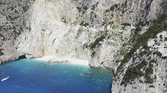 Cape Lefkatas, Lefkada, Greece, aerial drone view, Doukato, lighthouse