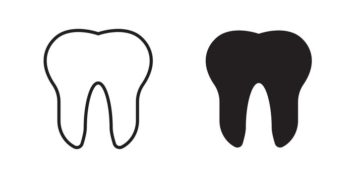 Tooth icon flat outline in black