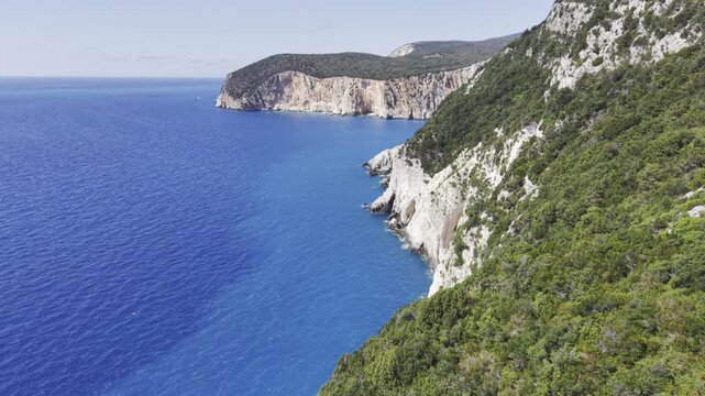 Cape Lefkatas, Lefkada, Greece, aerial drone view, Doukato, lighthouse