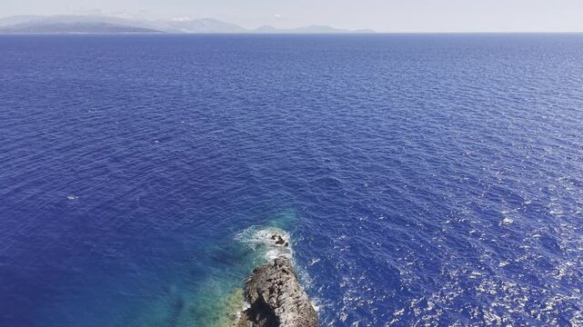 Cape Lefkatas, Lefkada, Greece, aerial drone view, Doukato, lighthouse