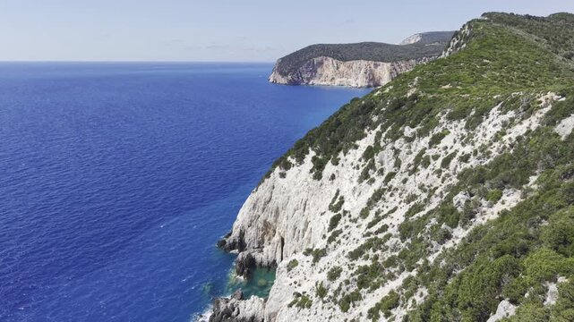 Cape Lefkatas, Lefkada, Greece, aerial drone view, Doukato, lighthouse