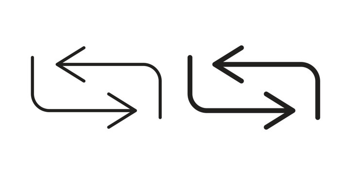 Exchange arrow icon flat outline in black