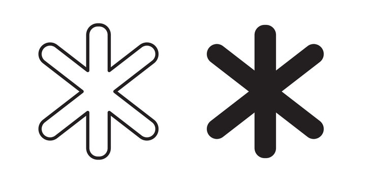 Asterisk icon flat outline in black