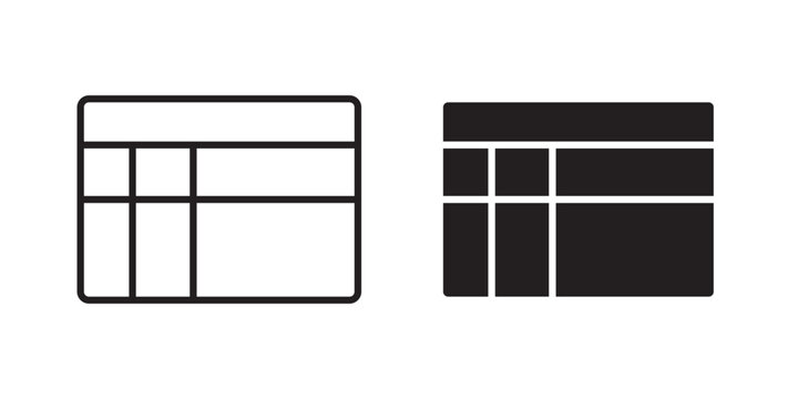 Table layout icon flat outline in black