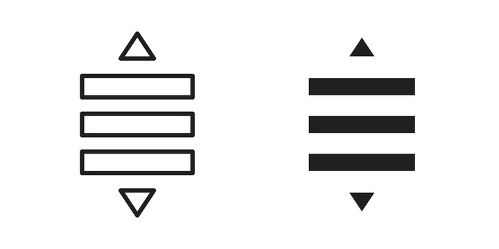 List dropdown icon flat outline in black