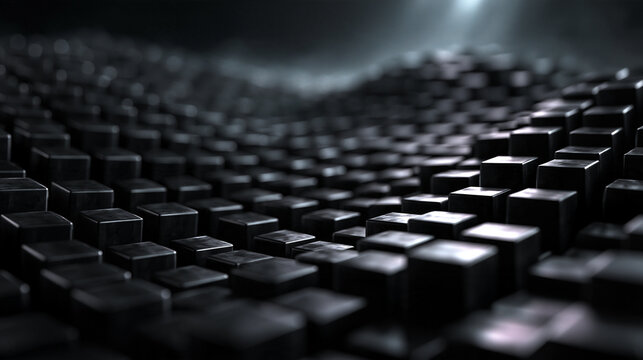 Abstract Black Cubes Wave Pattern Technology Background