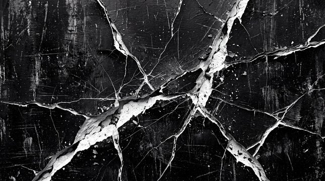 Black Cracked Texture with Deep Fractures and Damage