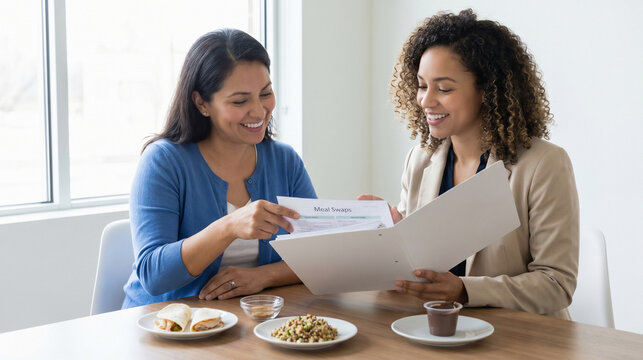 Nutrition Specialist Reviews Small Meal Substitutes at a Community Health Clinic