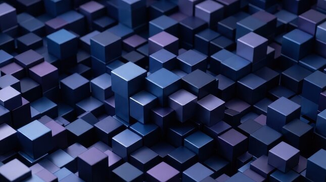 Abstract blue and purple 3D cubes geometric background pattern