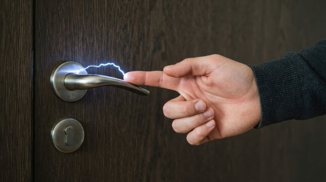 Static electricity shock from a metal door handle