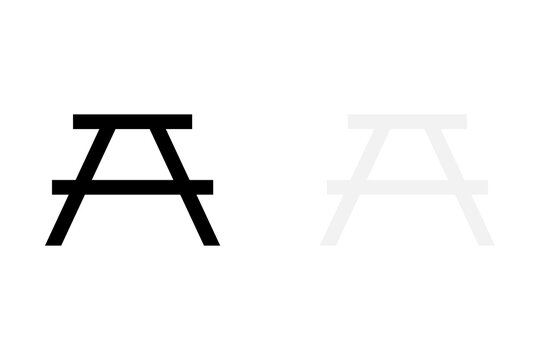 Black and grey picnic table icons representing outdoor furniture and park seating symbols