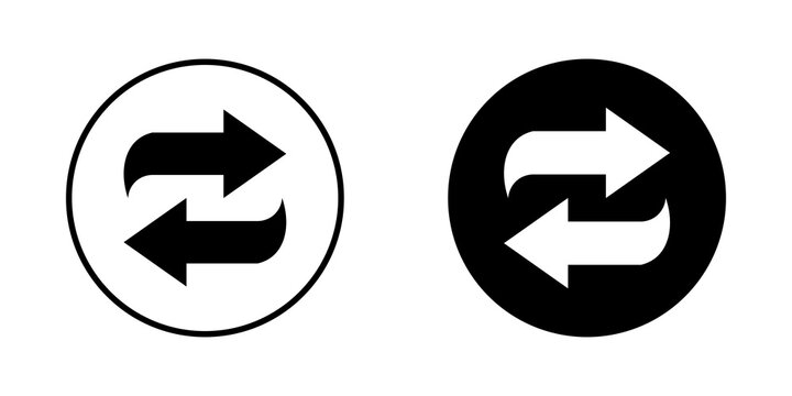 Two circular refresh or exchange arrow icons in black and white styles