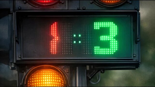 A traffic light with a number 54 on it, great for use in illustrations or diagrams