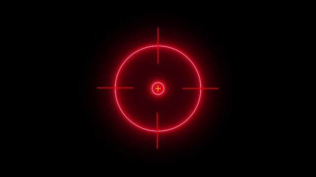 Technology radar display with target in sight in center icon animation. Target, focus, indicate icon. sniper gun goal target symbol icon.
