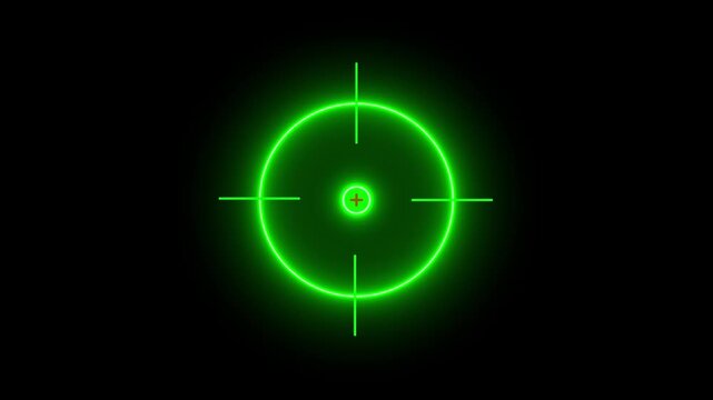 Technology radar display with target in sight in center icon animation. Target, focus, indicate icon. sniper gun goal target symbol icon.