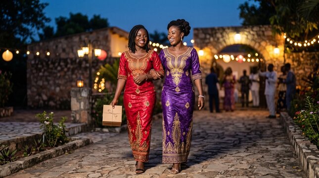 Friends arrive in occasionwear for a December celebration
