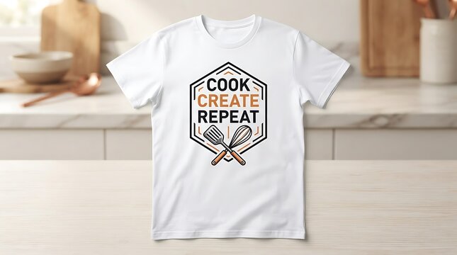 Kitchen towel with cooking quote and utensils design