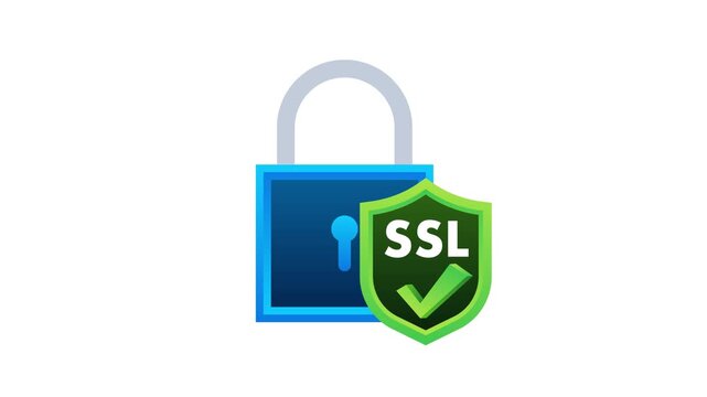 SSL certificate encryption icon animation for web security