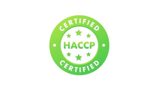HACCP certified green badge animation for food safety