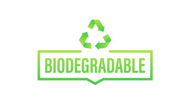 Biodegradable recycle symbol animated green icon