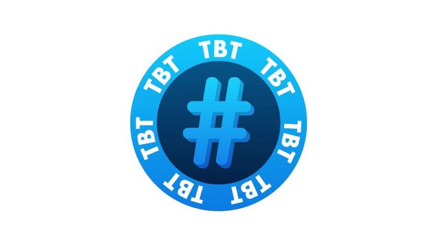 Animated TBT hashtag icon for social media