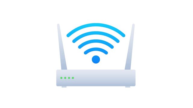 Wireless router transmitting a wi fi signal animation