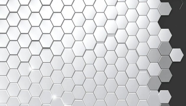 Minimalist white hexagonal tile background with copy space.