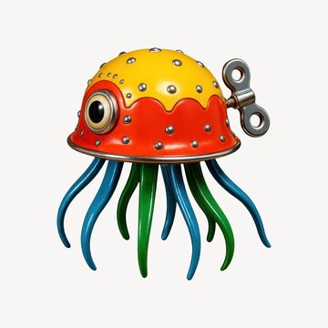 Colorful mechanical jellyfish illustration.