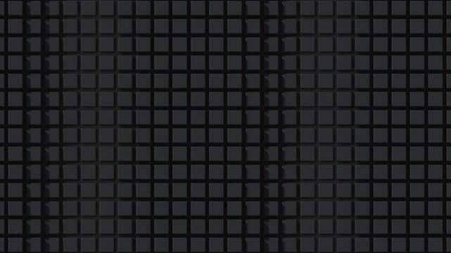 Black 3D cubes rising and falling in a wave from left to right