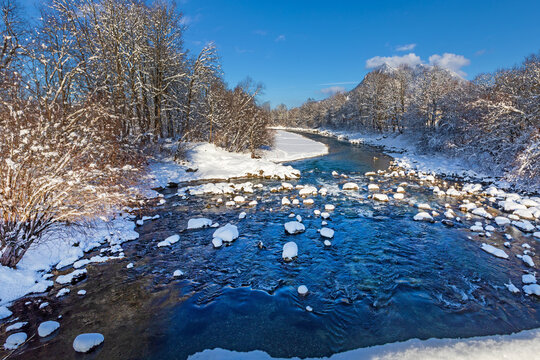 Iller - Winter - Allg&auml;u - Fluss - Schnee - Sonthofen