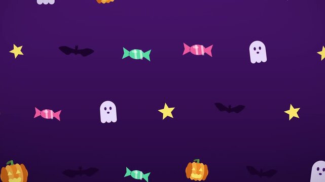 Halloween Pattern Background with Pumpkins Bats and Ghosts