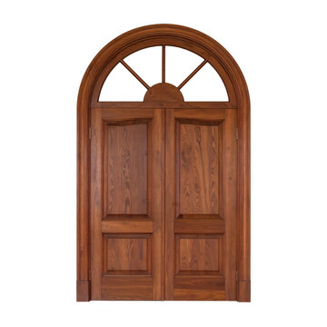 Wooden double door with arched window top frame elegant classic vintage style entrance home architecture design&nbsp;