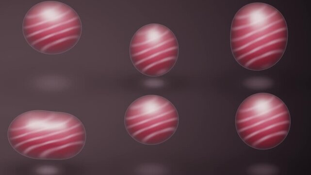 Soft Body Jelly Blobs Drop Land Squash and Ring With Refracted Inner Light Seamless Loop in soft rose tones